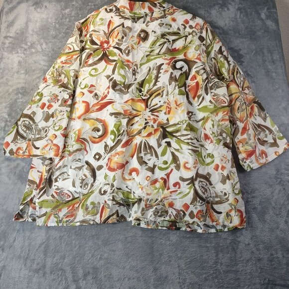 Alfred Dunner Womens Floral Open Front Jacket 16W Multicolor Rayon Career‎ Boho - Picture 3 of 10